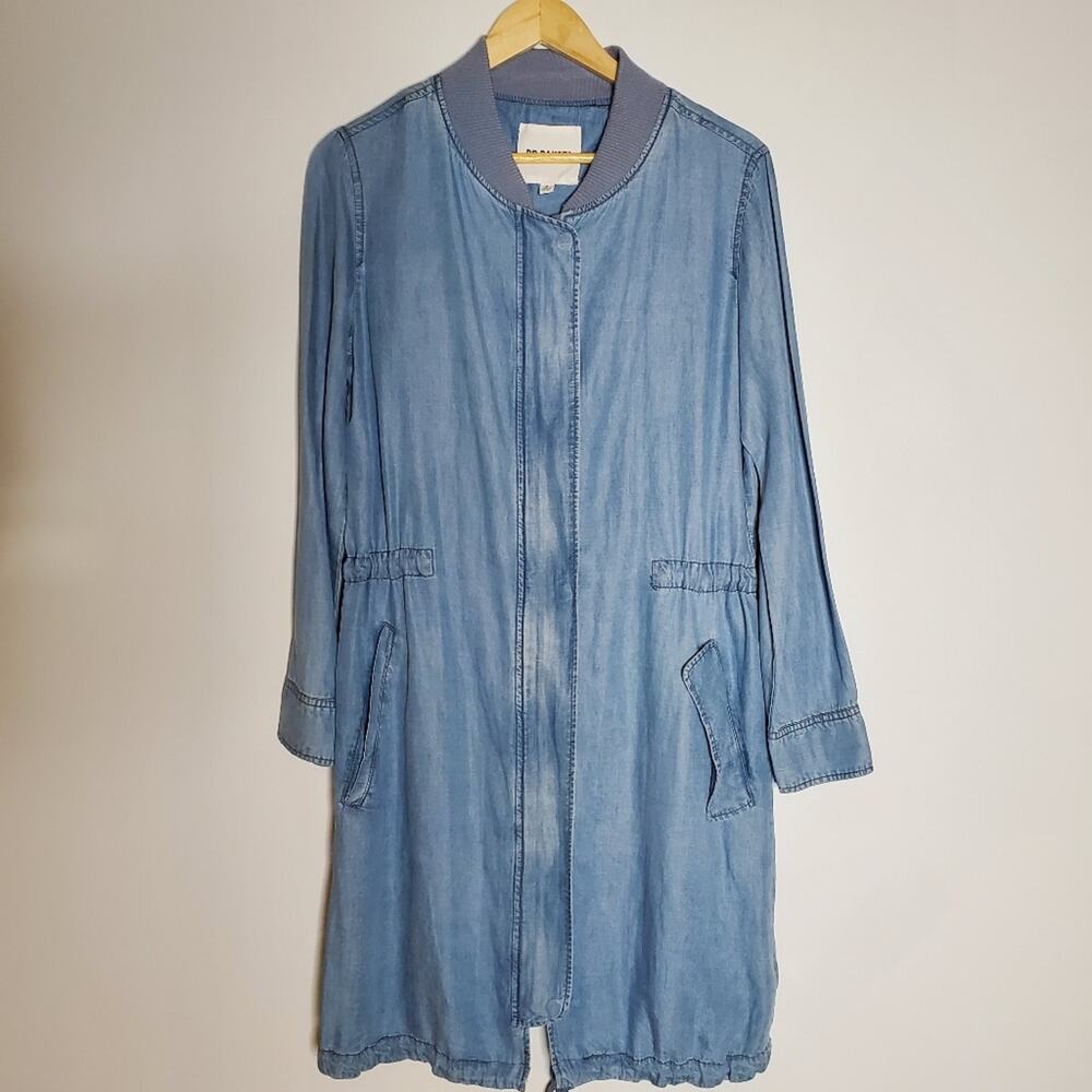 BB Dakota Nyla Lab Coat Tencel Chambray Zipper up Lightweight coat Size Small